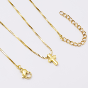 Delicado Collar con Colgante de Cruz Simple para Mujer, Chapado en Oro de 18K, Acero Inoxidable, Joyería Cristiana Minimalista para Uso Diario, Regalo - Product Image 1