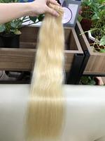 Extensions de cheveux 100% naturels vietnamiens Remy, teintes blond 613, lisses, double trame, 100g, vierges, longueur 6-32 pouces