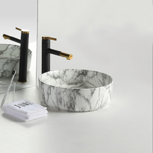 Comptoir mince vanité haut de gamme conception salle de bain lavage à la main vente chaude transfert d'eau impression bassin d'art en céramique pour hôtel - Product Image 3