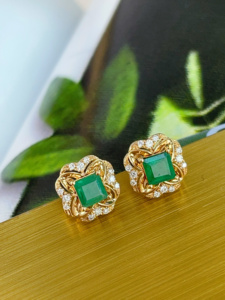 Pendientes de Esmeralda Natural en Oro Sólido de 18K, Joyería Fina AU750, Listos para Enviar, Venta Caliente Xinfly - Product Image 3