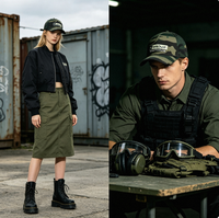 Gorra de béisbol con estampado de camuflaje, gorra de papá de sarga con parche bordado, gorra informal ajustable vintage para caza al aire libre para hombres