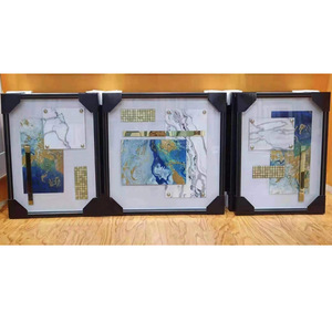 Mosaïque céramique irrégulière, éclats de porcelaine, bleu Morandi et blanc, décorative pour mur, morceaux de mosaïque brocart suspendus - Product Image 1