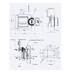 Serrures à combinaison encastrées de haute qualité pour armoire de commande sans clé, avec loquet à palette SS304 et verrou à mot de passe pour boîte à outils de camion - Product Image 5