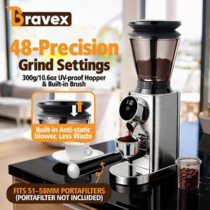 <span class=keywords><strong>Molinillo</strong></span> <span class=keywords><strong>de</strong></span> Café Burr para Uso Doméstico, Acero Inoxidable, 48 Ajustes <span class=keywords><strong>de</strong></span> Molienda Precisos, Soporte Desmontable con Embudo, para Espresso/Prensa Francesa/Cafetera <span class=keywords><strong>de</strong></span> Goteo/Café Frío - Product Image 2