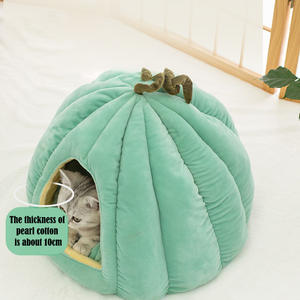 UlinkC Cuccia per Gatti e Cani a Forma di Zucca, Ecologica, Motivo Solido, Morbido Velluto, Rimovibile e Lavabile, Confezionata in Cartone, per Tutte le Stagioni, Uso Interno - Product Image 3