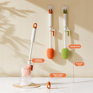 Household 3 in 1 Cup Cleaning Tpr Material Gap Water <strong>Bottle</strong> Cleaner <strong>Bottle</strong> Sponge <strong>Brush</strong> With Straw <strong>Brush</strong> Replacement Head - Product Image 4