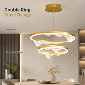Lustre moderne en métal et acrylique, 57W, LED tricolore, pour salle à manger, salon, villa, hôtel, décoration intérieure - Product Image 2