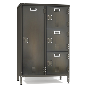 Armadio <span class=keywords><strong>Vintage</strong></span> Industriale in Acciaio a 4 Ante con Serratura e Finitura Scura per Casa e Ufficio - Product Image 1