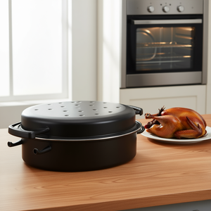 KARL KRGER Oval Roaster 7.5 L 38 Cm Enamelled Black Matte For Goose Cooking - Product Image 3