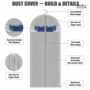 Housse de protection pour vêtements avec logo personnalisé, 65 pouces, en tissu non tissé, avec fenêtres en PVC, taille personnalisée, OEM ODM, directement de l'usine - Product Image 3
