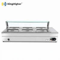 Gewerblicher Elektrischer Bain-Marie Speisenwärmer mit 6 Behältern aus Edelstahl, Buffet-Warmhaltevitrine für Restaurants und Theken
