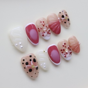 <span class=keywords><strong>Uñas</strong></span> <span class=keywords><strong>Postizas</strong></span> Hechas a Mano con Diseño de Almendras, Flores 3D, Estampado de Leopardo, Degradado de Perlas <span class=keywords><strong>Rosa</strong></span>, Reutilizables, Venta al Por Mayor, Personalizadas OEM - Product Image 5