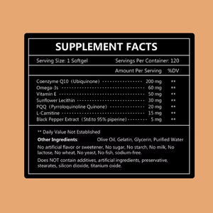 Usine en gros COQ10 Plus PQQ L-Carnitine Supplément d'absorption supérieure Soutien Gélules de santé cardiovasculaire - Product Image 2