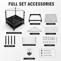 Grille d'angle carrée moderne en acier noir robuste avec fils de maintien et grille de cuisson pour foyer extérieur de jardin - Vente en gros