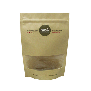 Custom Printed Biodegradable Stand up Pouch Brown Kraft Paper PLA Bags with Ziplock Window Design for Tea Dried Fruit <strong>Beef</strong> <strong>Jerky</strong> - Product Image 3