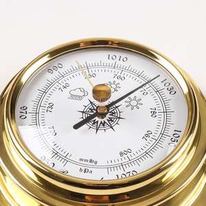 Baromètre thermomètre hygromètre horloge <span class=keywords><strong>météo</strong></span> marin en cuivre plaqué zirconium de 98 mm, mouvement mécanique à quatre pièces - Product Image 5