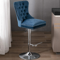 Tabouret de Bar en velours rembourré moderne de haute qualité, pivotant et réglable avec dossier