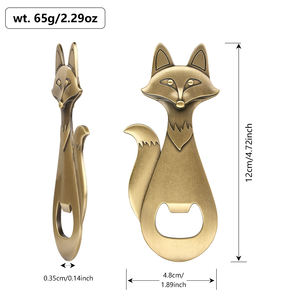 Abridor de Botellas con Forma de Zorro para Regalos de Navidad o Cumpleaños para Papá, Abridor de Cerveza Metálico Único de Bronce con Forma de Zorro para Papá, Esposo, <span class=keywords><strong>Novio</strong></span> - Product Image 2