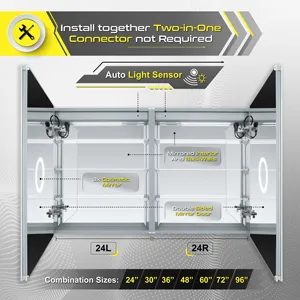 Armoire à <span class=keywords><strong>miroir</strong></span> LED commerciale avec boîtier en aluminium anodisé et indice <span class=keywords><strong>de</strong></span> protection IP44 - Product Image 4