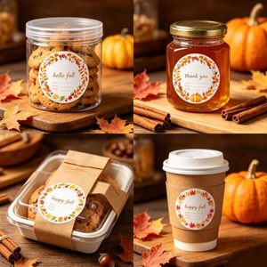 Étiquettes de remerciement pour l'automne, autocollants ronds en papier auto-adhésifs pour emballages cadeaux et artisanat, design écologique - Product Image 5