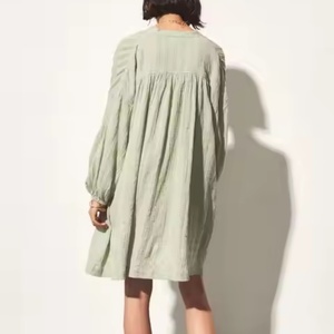 Nuevo Diseño Vestido de Otoño de Alta Calidad para Mujer, Sexy, Cuello en V, Hombros Caídos, Manga Larga, Cintura Delgada, Vestido Midi de Lino - Product Image 3