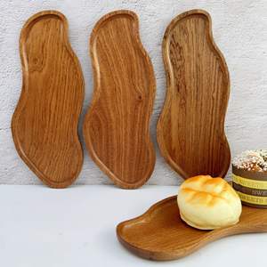 Plato de Madera de Acacia Resistente al Calor con Diseño Irregular y Natural, Plato de Madera de Sapele para Desayuno, Café, Hogar, Picnic, Tienda - Product Image 3