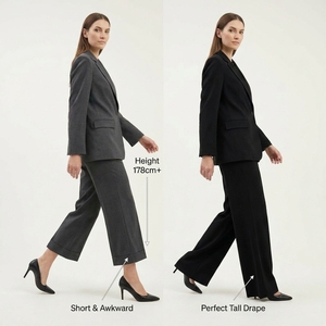 Pantaloni a Gamba Larga su Misura per Donne Alte, Vita Alta, Plissettati, Lunghezza Interna 34-40 Pollici, per Signore Alte, Pantaloni Formali da Ufficio e Business - Product Image 2