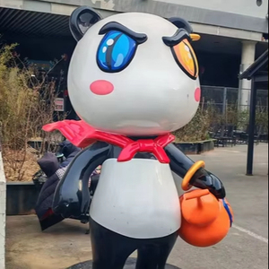 Escultura de Resina y Fibra de Vidrio de Diseño Personalizado, Tema de Animal de Dibujos Animados Creativo, <span class=keywords><strong>Panda</strong></span> Borracho de Bienvenida para Exhibición en Centros Comerciales y Bares - Product Image 1