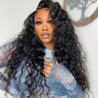 Perruques Lace Front Bouclées Sans Colle Cheveux Humains Brésiliens Remy Densité 250% Longues avec Dentelle HD Transparente Toutes Couleurs pour Femme Noire