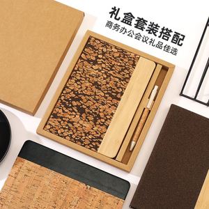 Ensemble de carnets A5 en liège écologique, motif grain de bois de bambou, reliure en reliure croisée, pour café et notes - Product Image 3