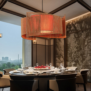 Lustre de style chinois, lumière LED ronde, commande par interrupteur E27, pour salle à manger, hôtel, restaurant, usage commercial - Product Image 1