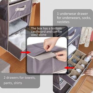 Modern Fabric <b>6</b> Shelf Closet Hanging Organizer Detachable <b>Drawer</b> for Storage Clothes Wardrobe Organization - Product Image 6