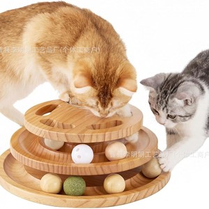 Wooden <b>Cat</b> Toy Interactive Puzzle Ball Tower For <b>Cats</b> Play With Balls And Exercise Fun Game Pet Entertainment - Product Image 1
