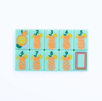 Set Mahjong Amerika Warna Hijau Mint Pastel Kustom dengan Cetakan Bunga Willow Segar yang Dilukis Tangan untuk Hiburan