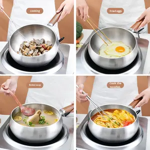 <span class=keywords><strong>Casserole</strong></span> en acier inoxydable 316 avec couvercle en verre, wok antiadhésif compatible <span class=keywords><strong>induction</strong></span> et gaz, poêle à frire - Product Image 3