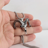 Ram Head Pendant Stainless Steel Men's Necklace Punk Retro Animal Charm 270107