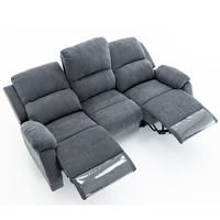 Canapé 3 places moderne avec fonction relaxante, revêtement en lin, commande électrique, et ports USB