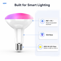 Ampoule LED intelligente BR30Premium WiFi Bluetooth 2.4G RGB CCT 10W 800lm E26 2700K-6500K Surplife Briturn App Contrôle vocal Éclairage domestique
