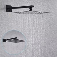 Ensemble de douche pluie noir mat 10/12/16 pouces avec douchette à main, mitigeur de baignoire pour projets hôteliers, vente en gros OEM