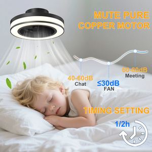 19.4" Low Profile <b>Ceiling</b> <b>Fan</b> with Light, Modern Flush Mount 3 Color Dimmable LED Light Fixture with <b>Remote</b> <b>Control</b> for bedroom - Product Image 5