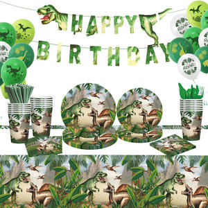 Nuevo Juego de Accesorios para Fiesta de <span class=keywords><strong>Cumpleaños</strong></span> Infantil con Temática de Dinosaurios Jurásicos: Platos Desechables de Papel, Vasos de Papel y Mantel - Product Image 2