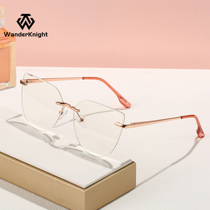 Gafas Ópticas RUISEN sin Montura, Diseño Ojo de Gato, con <span class=keywords><strong>Lentes</strong></span> de <span class=keywords><strong>PC</strong></span> Transparentes, Bloqueo de <span class=keywords><strong>Luz</strong></span> <span class=keywords><strong>Azul</strong></span> <span class=keywords><strong>para</strong></span> Mujer - Product Image 2