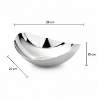 KINNO Bol à fruits ovale de luxe moderne et durable en acier inoxydable, plateau de service incurvé en métal pour fêtes, tables à manger et cuisines