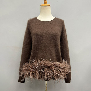<span class=keywords><strong>Maglione</strong></span> Jancoco con Collo a Girocollo e <span class=keywords><strong>Piume</strong></span> di Struzzo, Design alla Moda, Personalizzabile, Corto e Morbido - Product Image 3