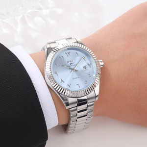 Montre à quartz haut de gamme pour homme en acier inoxydable, <span class=keywords><strong>cadran</strong></span> à chiffres arabes, boîtier en alliage 41 mm, verre, style mode et luxe pour affaires - Product Image 4