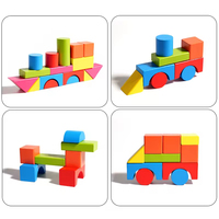 Vente chaude Jouet éducatif pour enfants 82 pièces Blocs de construction en bois pour l'entraînement à la pensée 3D Empilage de formes Jouet cognitif pour enfants
