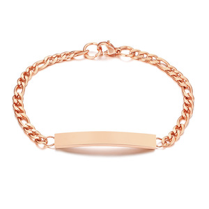 Stainless Steel Blank Curved Bar Bracelet Custom Engravable Titanium Steel Jewelry For Women <b>Men</b> Personalized Gift Accessory - Product Image 4