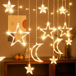 Europlug Christmas Deer Bell Light Star Shape Lights Window Led Fairy Curtain String Light