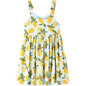 Vestido sin mangas para niñas, cintura elástica, cuello redondo, corte en A, tejido transpirable, ropa informal de verano - Product Image 1