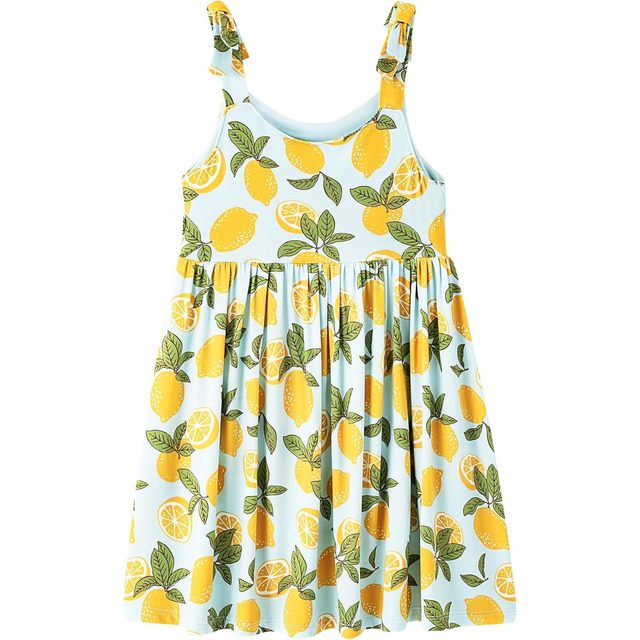 Girls Sleeveless Floral Print Dress Elastic Waist Scoop Neck A-Line Woven Breathable Casual Summer Clothing